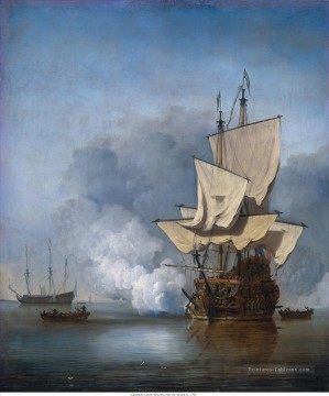 Het Kanonschot Willem de Velde II 1707 Navire de guerre Peinture à l'huile